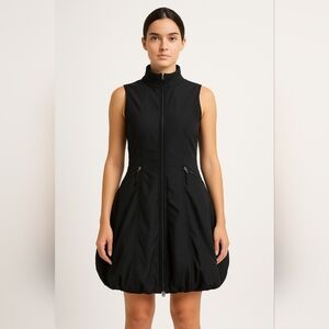 Joseph Ribkoff Black Zip Bubble Hem Dress Size 14 | Sleeveless